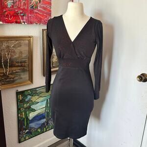fredes red and black sparkly long sleeve dress